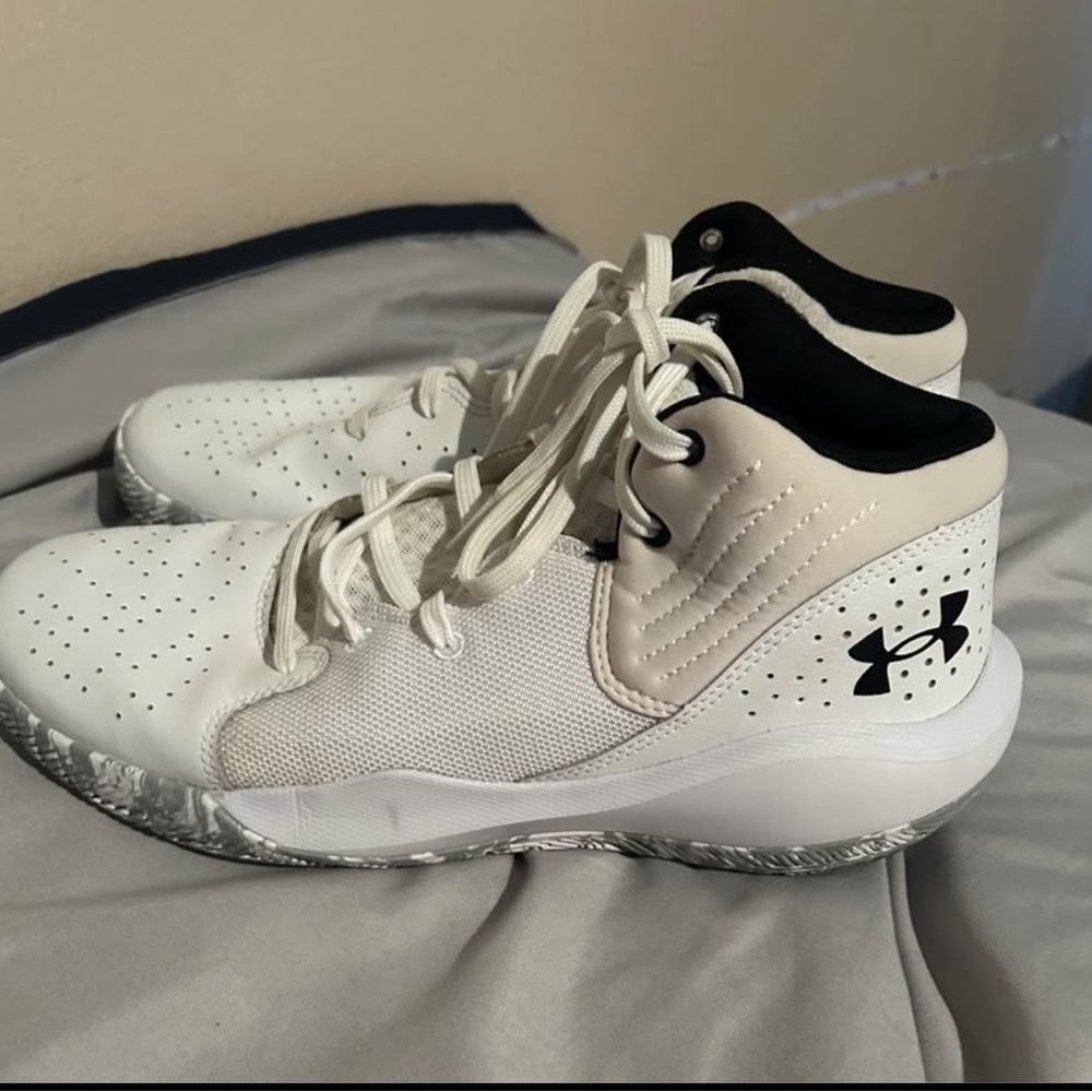 Under Armour Kids White and Black High-Top Sneakers